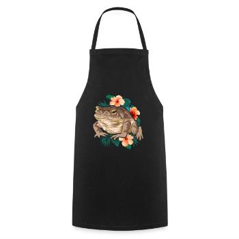 Frog Amphibians Animal Lovers Flowers Toad - Cooking Apron - black - Front - AI Model Male 185 dark (185cm)