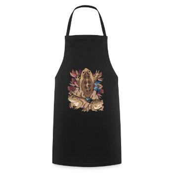 Vintage Animal Motif Gift Frog Animal Toad - Cooking Apron - black - Front - AI Model Male 185 dark (185cm)