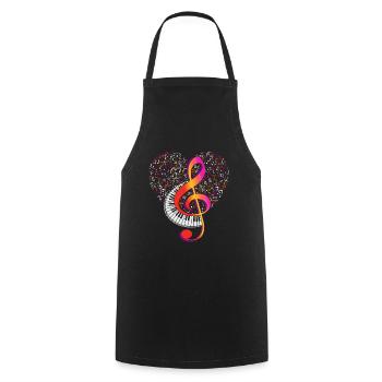 Musician Keyboard Violin Clef Clef Clef - Cooking Apron - black - Front - AI Model Male 185 dark (185cm)
