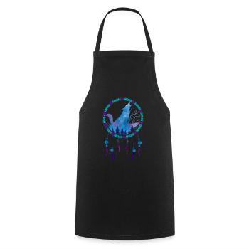 Howling Wolf Gift Indian Dream Catcher - Cooking Apron - black - Front - AI Model Male 185 dark (185cm)