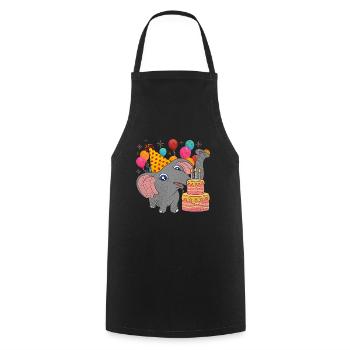 Birthday Animal Gift Elephant - Cooking Apron - black - Front - AI Model Male 185 dark (185cm)
