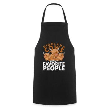 Animal Gift Funny Scottish Highland Cattle - Cooking Apron - black - Front - AI Model Male 185 dark (185cm)
