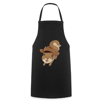 Cowboy Animal Motif Gift Squirrel - Cooking Apron - black - Front - AI Model Male 185 dark (185cm)