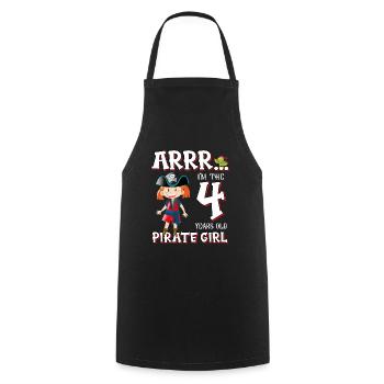 Pirate Boy 4 year old pirate 4th birthday - Cooking Apron - black - Front - AI Model Male 185 dark (185cm)