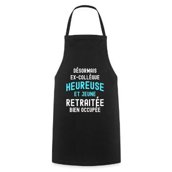 Femme Retraite Ex Collègue Jeune Retraitée - Tablier de cuisine - noir - Devant - AI Model Male 185 dark (185cm)