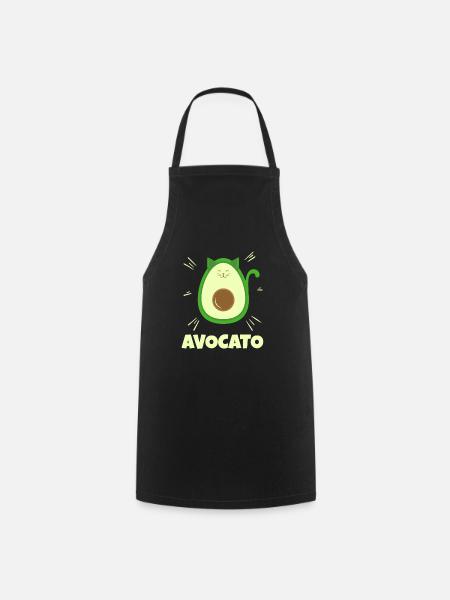Avocato Funny Cat Avocado Foodie Gift - Cooking Apron - black