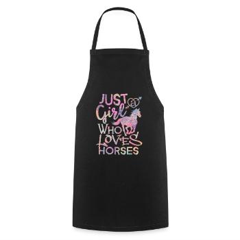 Juste une fille qui aime les chevaux Tee shirt Fille - Tablier de cuisine - noir - Devant - AI Model Male 185 dark (185cm)