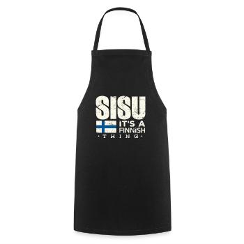 Finlande Chemise Sisu C’est un cadeau finlandais - Tablier de cuisine - noir - Devant - AI Model Male 185 dark (185cm)