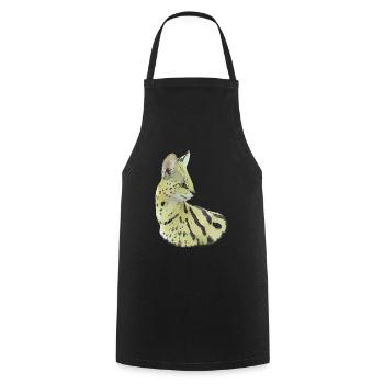 Serval Drawing - Cat Big Cat in Africa - Cooking Apron - black - Front - AI Model Male 185 dark (185cm)