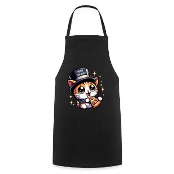 Neujahr Sylvester Katze Salam Pizza Happy New Year - Kochschürze - Schwarz - Vorne - AI Model Male 185 dark (185cm)
