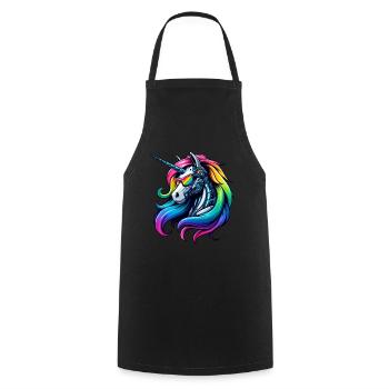 Cool Cyborg Licorne Arc-en-ciel - Tablier de cuisine - noir - Devant - AI Model Male 185 dark (185cm)