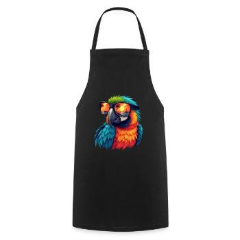 Perroquet avec des lunettes de soleil - Tablier de cuisine - noir - Devant - AI Model Male 185 dark (185cm)