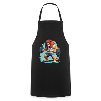 Lion Bodybuilder ohne Fleiß kein Geld - Kochschürze - Schwarz - Vorne - AI Model Male 185 dark (185cm)