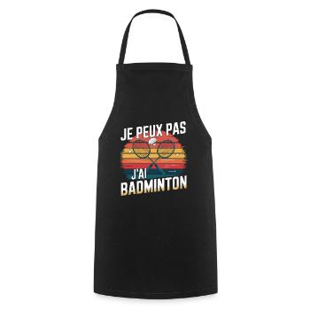 Passion Badminton - Look Années 80 - Tablier de cuisine - noir - Devant - AI Model Male 185 dark (185cm)