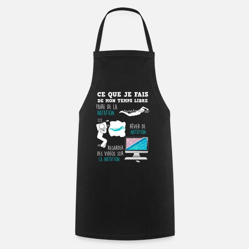 Idée cadeau sport natation passion - Tablier de cuisine - noir