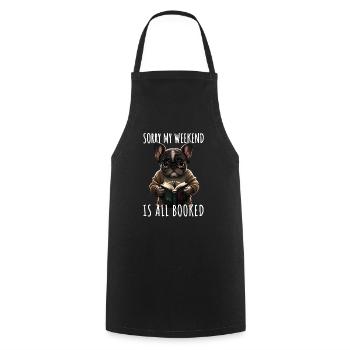 Lustiger Bücher Spruch Bulldogge Bücherwurm Hund - Kochschürze - Schwarz - Vorne - AI Model Male 185 dark (185cm)