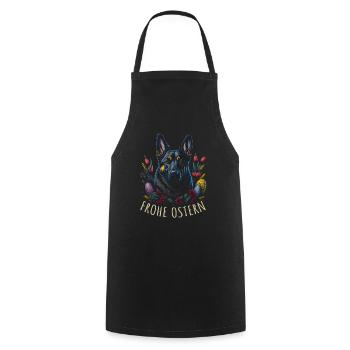 Pâques Printemps Berger allemand - Tablier de cuisine - noir - Devant - AI Model Male 185 dark (185cm)