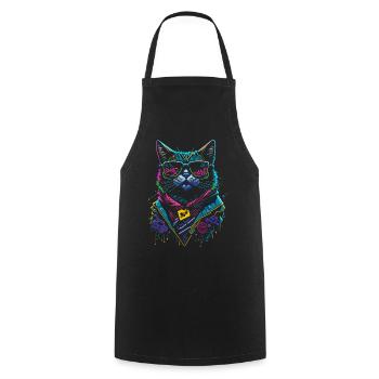 Kunst Katze Keep Cool - Kochschürze - Schwarz - Vorne - AI Model Male 185 dark (185cm)