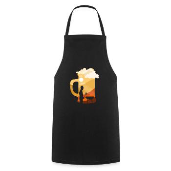 Grillen und Bier BBQ Grillen für echte Griller - Kochschürze - Schwarz - Vorne - AI Model Male 185 dark (185cm)
