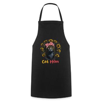 Cat Mom Katzenmama Sonnenblumen Katze - Kochschürze - Schwarz - Vorne - AI Model Male 185 dark (185cm)