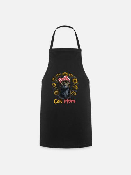 Cat Mom Maman chat tournesol - Tablier de cuisine - noir