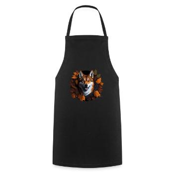 Chien Shiba Inu dans les feuilles d’automne d’automne - Tablier de cuisine - noir - Devant - AI Model Male 185 dark (185cm)