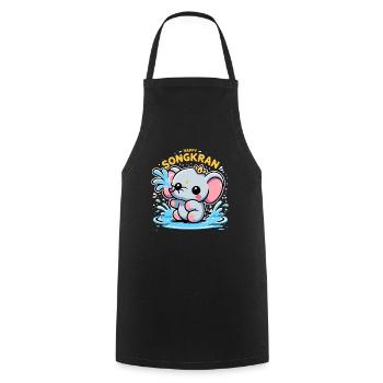 Cute Happy Songkran Thailand Vacation - Cooking Apron - black - Front - AI Model Male 185 dark (185cm)