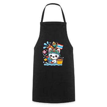 Cute Happy Songkran Thailand Vacation - Cooking Apron - black - Front - AI Model Male 185 dark (185cm)