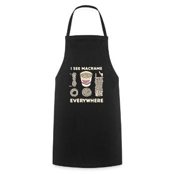 Drôle de macramé disant macramé partout - Tablier de cuisine - noir - Devant - AI Model Male 185 dark (185cm)