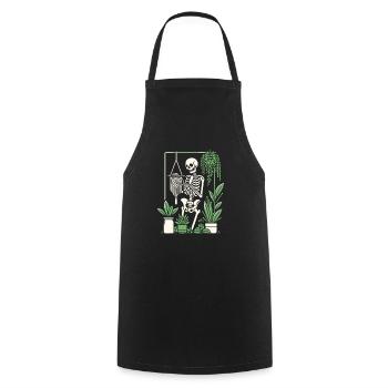 Macramé et plantes - Tablier de cuisine - noir - Devant - AI Model Male 185 dark (185cm)