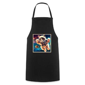 Space Kitty - Cooking Apron - black - Front - AI Model Male 185 dark (185cm)