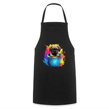 Mops Niedlicher Hund Farbeimer - Kochschürze - Schwarz - Vorne - AI Model Male 185 dark (185cm)