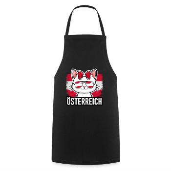 Österreich Katze Fußball Katzenliebhaber - Kochschürze - Schwarz - Vorne - AI Model Male 185 dark (185cm)