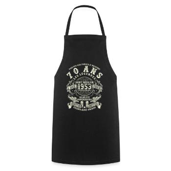 70 ans - anniversaire 1953 - Tablier de cuisine - noir - Devant - AI Model Male 185 dark (185cm)