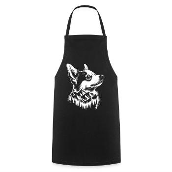 Mountain Corgi Dog - Cooking Apron - black - Front - AI Model Male 185 dark (185cm)