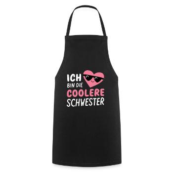 Coolere Schwester Geschenk Lustig Geburtstag - Kochschürze - Schwarz - Vorne - AI Model Male 185 dark (185cm)