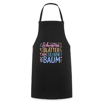 Geschenk Schwestern Spruch Blätter am selben Baum - Kochschürze - Schwarz - Vorne - AI Model Male 185 dark (185cm)