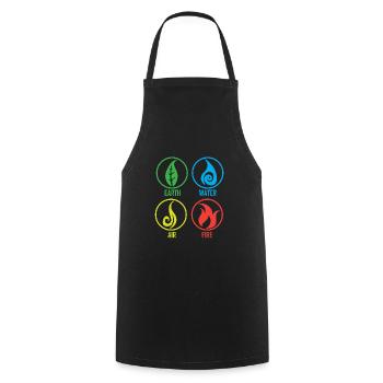 Earth water air fire - Cooking Apron - black - Front - AI Model Male 185 dark (185cm)