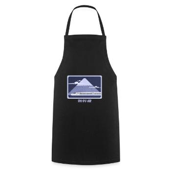 Shinkansen vor Berg Fuji - Kochschürze - Schwarz - Vorne - AI Model Male 185 dark (185cm)