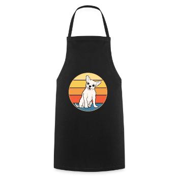 Mignon Chihuahua Dog Breed Vintage Retro Sunset - Tablier de cuisine - noir - Devant - AI Model Male 185 dark (185cm)