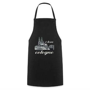 I love Cologne Design with the Cologne Cathedral and the Rhine - Cooking Apron - black - Front - AI Model Male 185 dark (185cm)