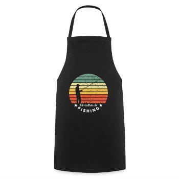 Vintage Angler Retro Fisherman Fishing Sunset - Cooking Apron - black - Front - AI Model Male 185 dark (185cm)