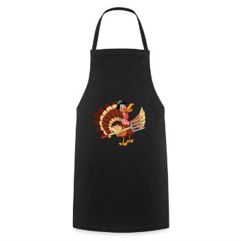Animal Lover Autumn Gift Funny Turkey - Cooking Apron - black - Front - AI Model Male 185 dark (185cm)