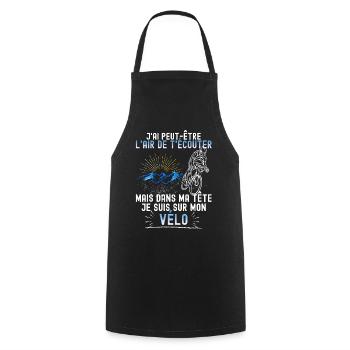 Homme Cycliste Citation Drôle Vélo - Tablier de cuisine - noir - Devant - AI Model Male 185 dark (185cm)