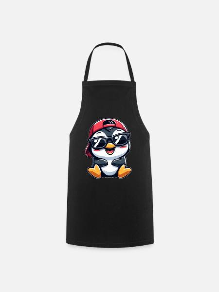 Cooler Pinguin mit Sonnenbrille Cartoon Stil - Kochschürze - Schwarz
