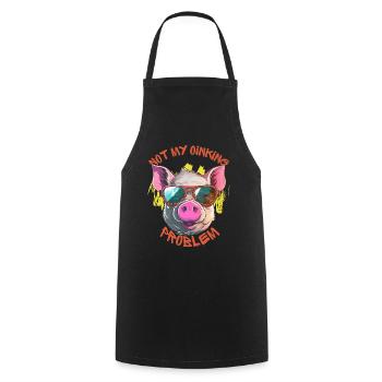 Not My Oinking Problem - Cooking Apron - black - Front - AI Model Male 185 dark (185cm)