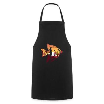 Forest Trees Fishing Gift Sunset Fish - Cooking Apron - black - Front - AI Model Male 185 dark (185cm)