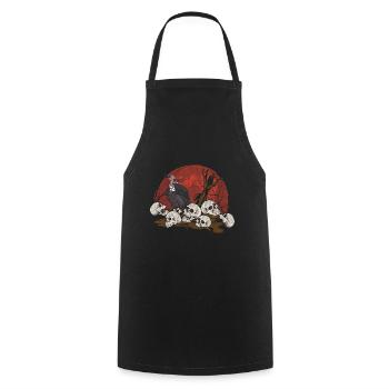 Greifvogel Tier Geschenk Totenkopf Vollmond Geier - Kochschürze - Schwarz - Vorne - AI Model Male 185 dark (185cm)