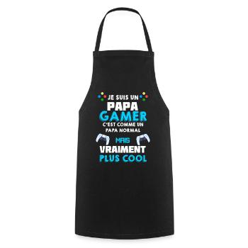 Papa Joueur De Jeux Vidéo Humour Gamer Geek - Tablier de cuisine - noir - Devant - AI Model Male 185 dark (185cm)