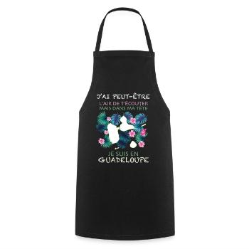 Humour message Guadeloupe - Tablier de cuisine - noir - Devant - AI Model Male 185 dark (185cm)